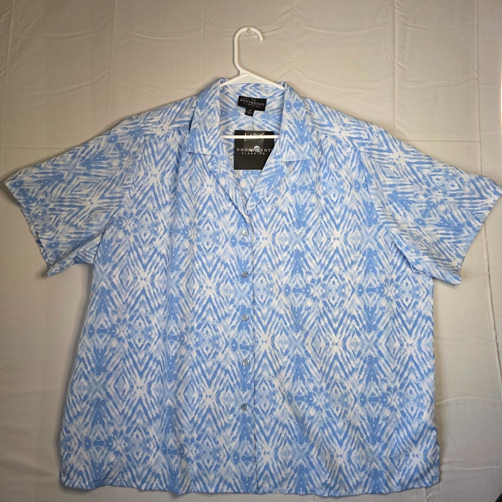 blue and white short-sleeve button-down shirt from DonnKenny Classics size 3x